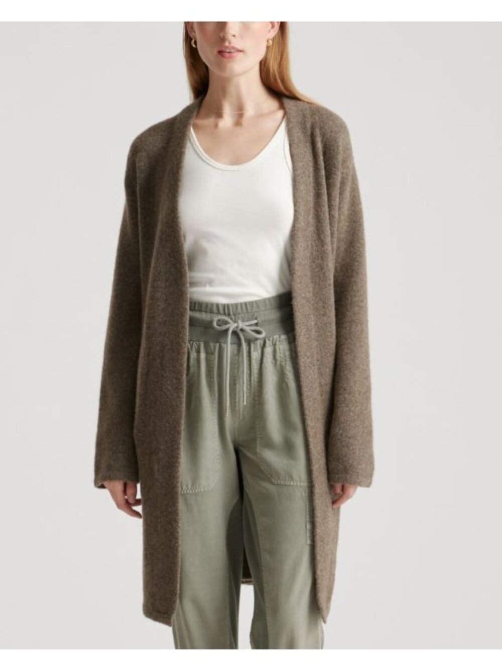 QUINCE super fine merino wool sweater coat in heather brown size M